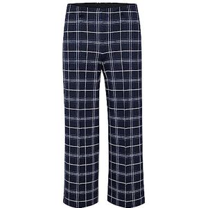 PART TWO Pantalon pour femme avec jambes larges, taille haute, pantalon en tissu à carreaux, Night Sky Check, XXL