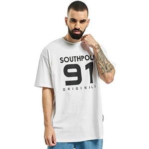 Southpole 91 T-shirt voor heren, met grote print op de voorkant, in 2 kleuren, maten S tot XXL, Wit