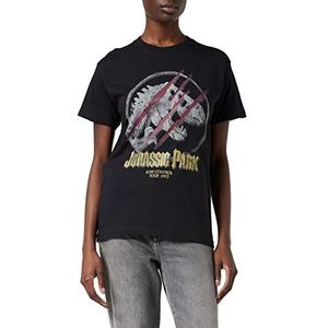 Jurassic World Lost Control Dames Boyfriend Fit T-shirt | Official Merchandise | S-XXL, Jurassic Park Dinosaurus Baggy Loser Maxi-ronde hals grafisch topje, verjaardagscadeau voor dames, SCHWARZ