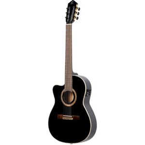 Ortega RCE138-T4BK-L klassieke elektrische akoestische gitaar voor linkshandigen, zwart