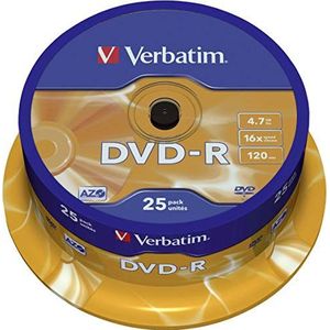 Verbatim DVD-R blanco met UV-bescherming, 16 x 4,7 GB, 25 stuks