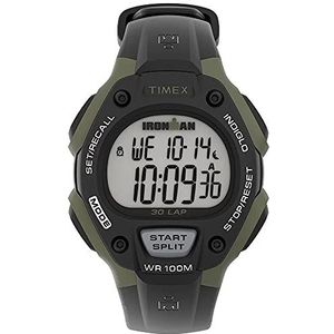Timex Ironman TW5M44500 Klassiek digitaal herenhorloge met harsband, zwart, 38 mm, zwart, riem, zwart., Riem