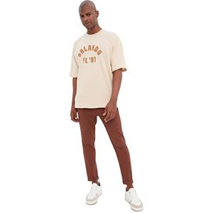 Trendyol Homme Oversize Basic Crew Neck Knit T-Shirt, beige, XL