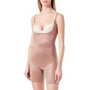 Spanx Mi-thighs open bust bodysuit shapewear slips voor dames, Koffie