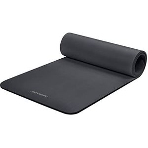 Retrospec Solana Yogamat, 1,27 cm dik, met nylon band, voor dames en heren, antislip oefenmat voor yoga, pilates, stretching, vloer en fitnessoefeningen, grafiet