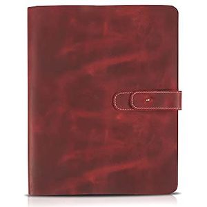 LONDO OTTO493 beschermhoes voor tablet, van echt leer, met twee kaartsleuven en penhouder, 27,9 cm, rood