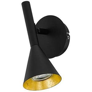 EGLO Wandlamp Cortaderas, 1 lichtpunt, vintage, industrieel, modern, stalen wandlamp in zwart en goud, voor woonkamer of hal, GU10-fitting,Zwart, Goud