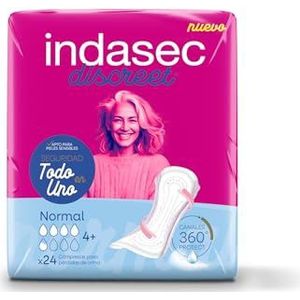 Indasec, Discreet Normal Lot de 6 sachets de 144 serviettes hygiéniques