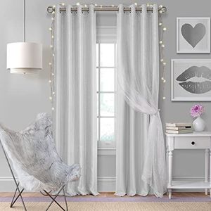 Elrene Home Fashions Aurora Verduisteringsgordijn voor kinderen, transparant, ondoorzichtig, gordijn voor kinderen, parelgrijs, 132 x 274 cm