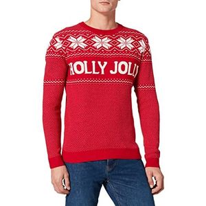 Jack & Jones Jorjolly Knit Herentrui met ronde hals, scarlate/tekst L, Salie / met tekst