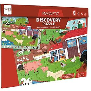 Carletto Deutschland Scratch 276181233 Magnetische puzzel voor kinderen vanaf 3 jaar, 2-in-1, boerderij, 48-delig