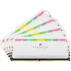 Corsair Dominator Platinum RGB 32 GB (4 x 8 GB) DDR4 3200 MHz C16, LED-verlichting RGB desktopgeheugen geoptimaliseerd AMD (hoge prestaties, snelle responstijd, 12 instelbare CAPELLIX RGB LED) - wit