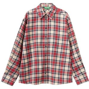 United Colors of Benetton Shirt 5snjdq05u Dameshemd (1 stuk), Tartan blauw + rood 901