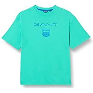 GANT Uniseks T-shirt voor kinderen D2.Contrast oversized pool groen standaard eend blauw 176, Eend Ei Blauw