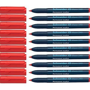 Schneider Maxx 240 permanente marker met fijne punt, rood, 10 stuks