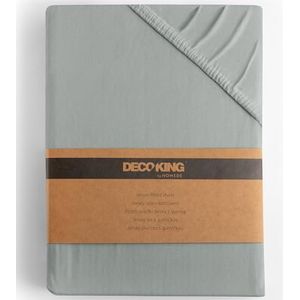 DecoKing Hoeslaken 140 x 200 cm, 160 x 200 cm, 100% gekamd katoen, grijs, staal, voor boxspringbed, amber