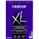 CANSON XL Fluid Mixed Media Spiraalalbum, 30 vellen, A4, 250 g/m², wit