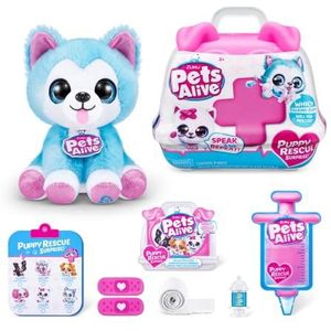 Pets Alive Pet Shop Surprise Series 3 Puppy Rescue by ZURU, Wolf Dog, Nurture Play, Soft Toy Unboxing, Heal Adopt Interactive, Ultra Soft Plushies met Electronic Speak and Repeat (Wolf Dog)