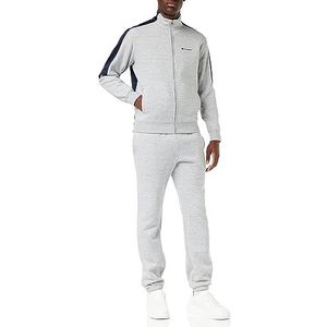 Champion Legacy Sweat-suits-Script Logo Powerblend Fleece Full Zip Survêtement de sport pour homme, Grigio Melange/Blu Marino, S