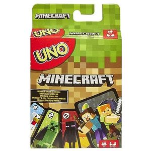 UNO Minecraft kaartspel, 112 kaarten met afbeeldingen van figuren, cadeau voor fans vanaf 7 jaar, FPD61
