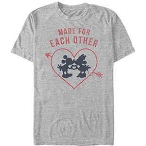 Disney Unisex T-shirt met korte mouwen Mickey Classic-Heart Polka Dot Silhouette Organic Melange Grey S, Melange Grey