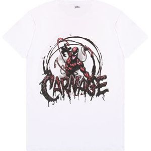 Marvel Spiderman Carnage, T-shirt voor dames, ronde hals, 100% katoen, officieel product, maten S - 5XL, Wit.