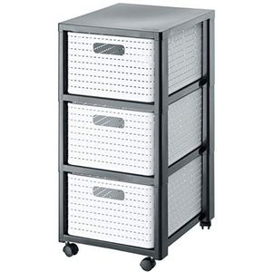 Rotho Country Rolcontainer met 3 laden, kunststof (PP), BPA-vrij, wit, 3 x A4/18 l (37,5 x 32,5 x 71,2 cm)