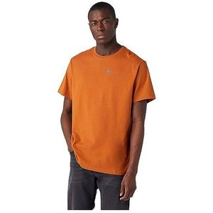 Wrangler Grafische thee T-shirt heren, Bruin leer.