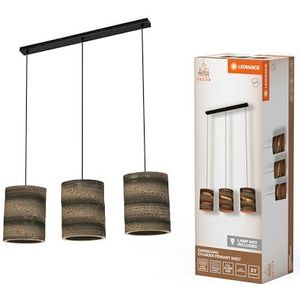 LEDVANCE 3 lampen Decor Cardboard bruine cilinder van golfkarton, E27, 830 mm lang, lampenkap van gerecycled materiaal, duurzaam door verwisselbare lichtbron, eenvoudig te installeren