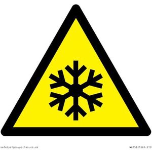 W010 Panneau d'avertissement : basse température/conditions de congélation – 100 x 100 mm – S10