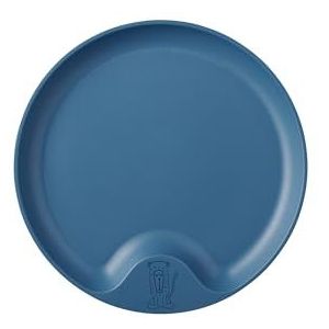 Mepal Mio - kinderbord - Deep Blue - robuust kunststof bord - magnetronbestendig - praktische gebogen bordrand - vaatwasmachinebestendig