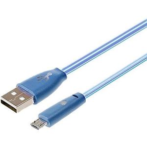 Smiley Micro USB-kabel voor Gionee F9 LED-verlichting Android oplader USB smartphone aansluiting (blauw)