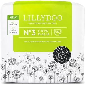 LILLYDOO - Couches Bébé Hypoallergéniques, Taille 3 (6-10 kg), 29 pièces, Ultra Douces et Absorbantes, sans Parfum et Lotion pour les peaux sensibles, Testées dermatologiquement