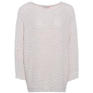 Ebeeza Women's Femmes Casual Pull en Tricot Col Rond Polyester Crème Taille M/L Pull Sweater, M, ivoire, M