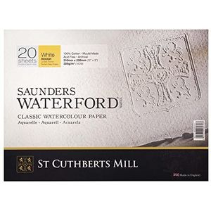 ST CUTHBERTS MILL Saunders Waterford aquarelpapier, fijne korrel, 31 x 23 cm, 300 g/m², natuurlijk wit
