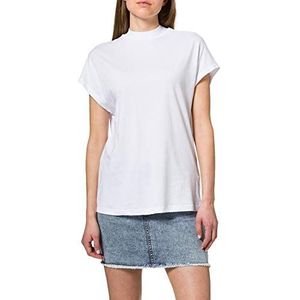 Urban Classics Dames T-shirt oversized snit lange mouwen oversized effect zwart of wit XS tot 5XL, Wit