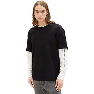 Tom Tailor Denim T-shirt met lange mouwen, heren, 2999 - zwart, XS, 29999, zwart