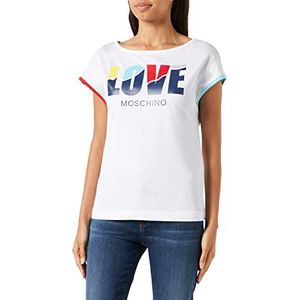 Love Moschino Boxy Fit T-shirt à manches courtes, blanc optique, 44 pour femme, Blanc optique, 44