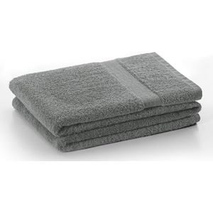 DecoKing Handdoek 50 x 100 cm katoen kwaliteit 525 g/m² zilver staal grijs absorberend Marina