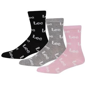 Lee Set van 3 paar slimme damessokken in zwart/grijs/roze | Casual lage kuitsokken | Ultrazachte en ademende bamboeviscose | Maat 37-40,, zwart/grijs gemêleerd/roze