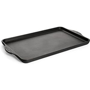 Woll Nowo Titanium gietijzeren kookplaat voor inductiekookplaten, 43 x 28 cm, hoogte 2 cm, geschikt voor alle warmtebronnen, gegoten aluminium, ovenbestendig, zwart