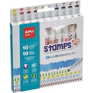 Apli kids Stamps 16807-10 viltstiften met dubbele punt: vilt en stempel, 10 kleuren