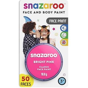 Snazaroo - Verf voor gezicht en lichaam, make-up voor gezicht en vermomming, voor kinderen en volwassenen, blisterverpakking 18 ml, kleur: felroze