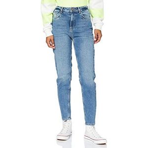 PIECES Vrouwelijke hoge taille jeans, denim middenblauw