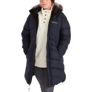 Marmot Wm's Montreal Coat Warme en geïsoleerde winterjas met capuchon, winddichte parka van dons, lichte en opvouwbare outdoorjas voor dames (1 stuk), Navy Blauw