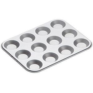 KitchenCraft Muffinvorm met 12 gaten, anti-aanbaklaag, 31,5 x 24 cm, zilverkleurig