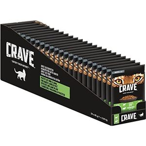 CRAVE Kattenvoer - graanvrij en eiwitrijk - deeg met lam en rundvlees - 24 zakjes (24 x 85 g) - 2040 g