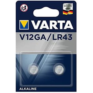 VARTA 2 stuks V12GA/LR43 alkaline speciale 1,5 V knoopcellen voor speelgoed, rekenmachine, meetinstrumenten, compact met lange levensduur en hoge prestaties