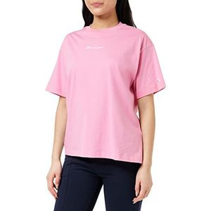 Champion Legacy American Classics Small Logo Oversized S/S T-Shirt voor dames, roze, L, aangestoken roos