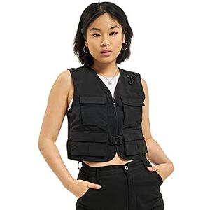 Urban Classics Tactical Vest voor dames, korte mouwen, met veel opgestikte zakken, 2 kleuren, XS tot 5XL, zwart.